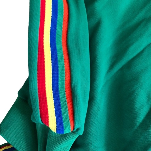 VTG Demetre Ladies 2PC Track Jacket Crop Jogger Pant L Green Rainbow Stripes - Picture 4 of 11